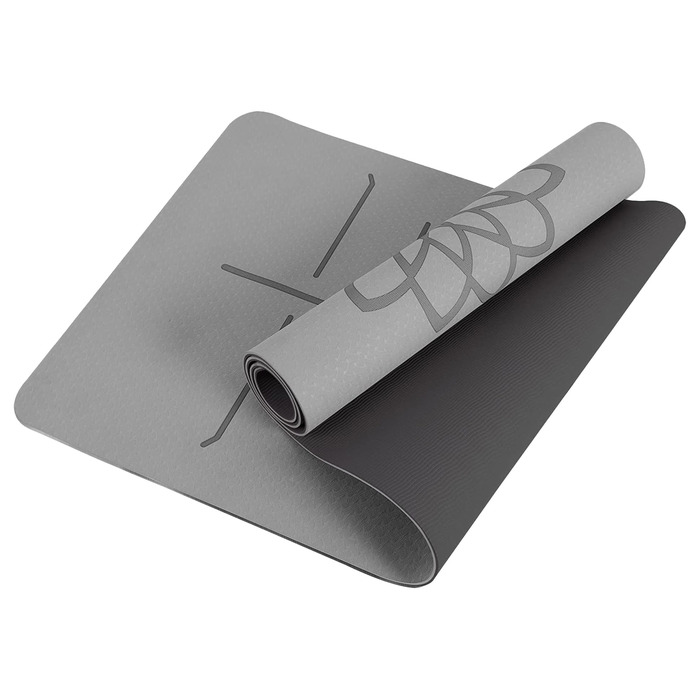 Килимок для йоги з антиковзким покриттям, сірий, 0,6 см, TPE-піна