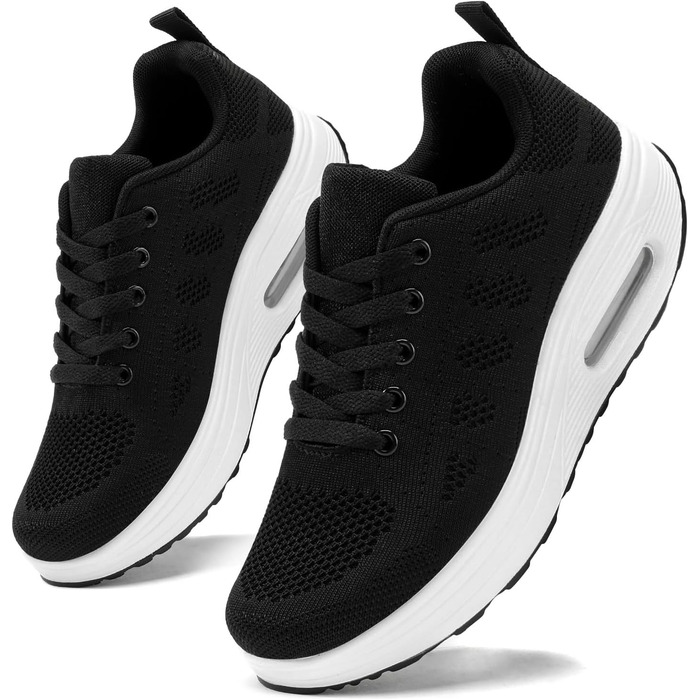 Жіночі бігові кросівки AHICO: легкі, дихаючі, для бігу та прогулянок, сітка, чорно-білі (37 EU)