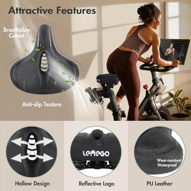 Зручний велосипедний сідло LEMEGO для чоловіків та жінок: широке, ергономічне, з гелевим наповнювачем. Підходить для MTB, шосе, електровелосипедів та міських велосипедів