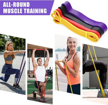 Набір еластичних стрічок для фітнесу з 4 рівнями опору, Resistance Bands Set з ручками, фіксатором для дверей, чохлом, сумкою та інструкцією. Ідеально для фітнесу, розтяжки та йоги.