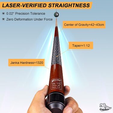 Більярдний кий CUEBAR, 147,3 см, 2-секційний з горіха, з наконечником 13 мм та льоновою рукояткою, для домашньої більярдного столу, для дорослих, 8 кольорів, 4 варіанти ваги (510 г, 538 г, 567 г, 595 г), колір: зелений (540 г) (колір: коричневий)