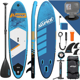 Надувна SUP-дошка ALLPICK Premium, 180 кг, з камеротримачем, веслом і аксесуарами, для початківців і досвідчених, синя для океану