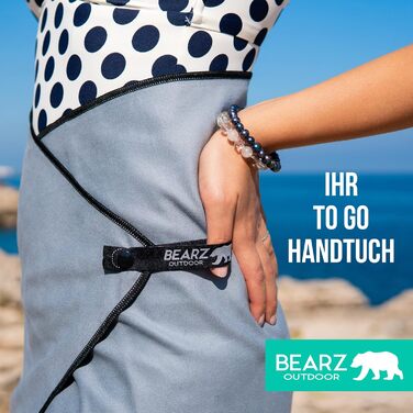 Набір рушників BEARZ Outdoor з мікрофібри (120x60см + маленьке рушник для обличчя) - легкі пляжні, спортивні та туристичні рушники, швидковисихаючі, для кемпінгу та фітнесу, блакитний (космічний сірий)