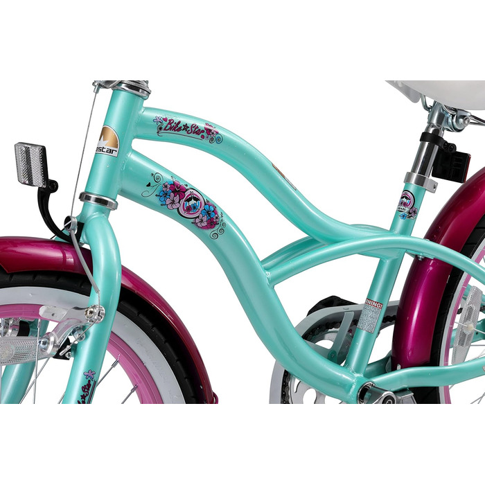Дитяче велосипед BIKESTAR 20/24 дюйми для хлопчиків та дівчаток (від 6 років) | Велосипед крузер | Без ризику | Колір м'ятний