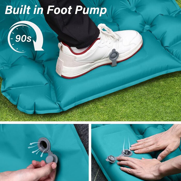 Надувний килимок для кемпінгу Isomatte 10 см, самонадувний, з насосом, для туризму та відпочинку на природі, односпальний, блакитний