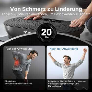 Вібраційна платформа MERACH для тренувань та формування тіла, 99 рівнів швидкості, Bluetooth, LED-дисплей, еластичні ремені, чорний