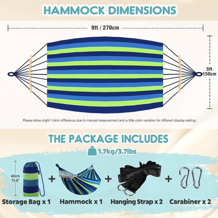Гамак для відпочинку Anyoo: міцний, знімний, портативний, для дому та саду