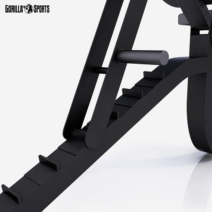 GORILLA SPORTS® універсальна лавка для жиму, сталева, чорна, 7-рівнева спинка, 5-рівневе сидіння, 140x72,5x54-138 см, багатофункціональна фітнес лава для тренувань, шраґ, плоска, негативна