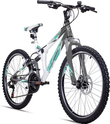 Дитячий велосипед Bergsteiger Montreal 20/24 дюймів, 18 швидкостей Shimano, гірський велосипед з повною амортизацією для хлопчиків і дівчат, від 6 до 13 років