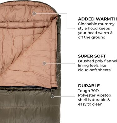 Сплячий мішок Teton Sports Celsius XL -32°C/-25°F з безкоштовним компресійним мішком, сірий (ліва блискавка)