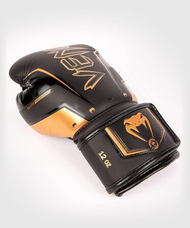 Боксерські рукавички Venum Elite Evo чорного та бронзового кольорів, 14 Oz