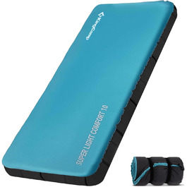 Кемпінговий килимок KingCamp R4.9 з memory foam, 10см, 4-сезонний, надувний, для кемпінгу та подорожей, блакитний