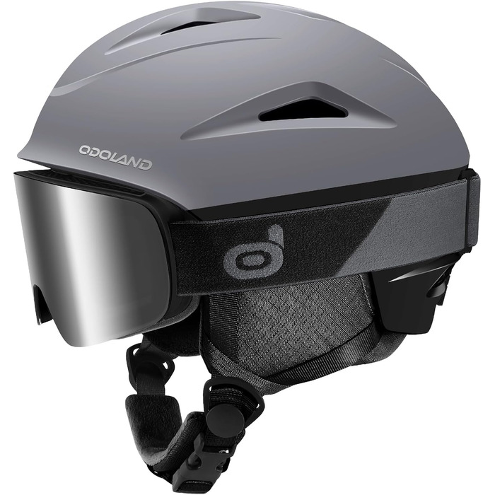 Шолом для лиж та сноуборду Odoland з маскою, сірий, розмір L (60-61 см)