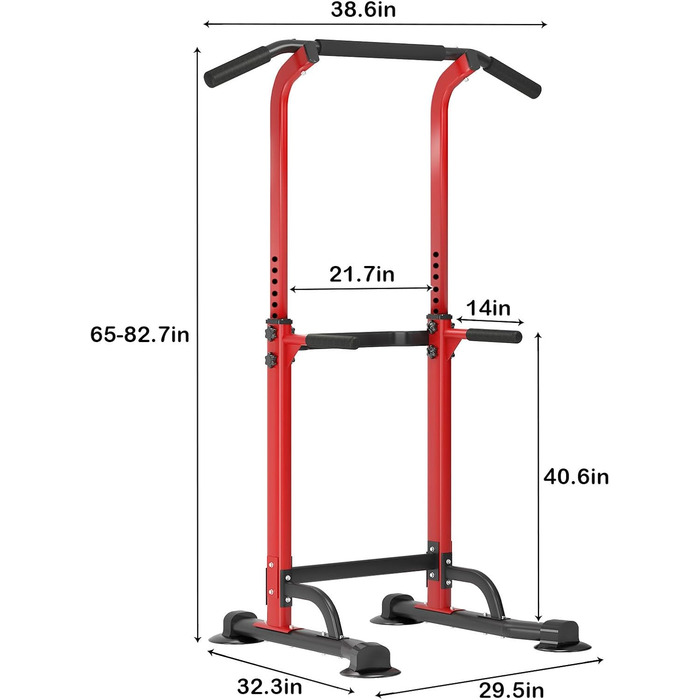 Стойка для віджимань та підтягувань SogesPower, регульована висота, для дому та фітнес-клубу, червона