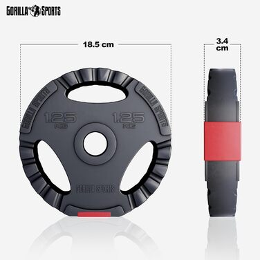Набір гантелей GORILLA SPORTS 60 кг – штанга 170 см, 2 гантелі, диски 30 мм, пластик, зі зірковими замками для фітнесу