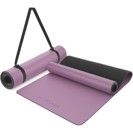 Килимок для йоги YOGALABS® STUDIO 185 x 68 x 0,4 см (великий) з ремінком з ECO PU та натурального каучуку - нековзне покриття для гімнастики та пілатесу, 100% екологічний, без шкідливих речовин (фіолетовий)