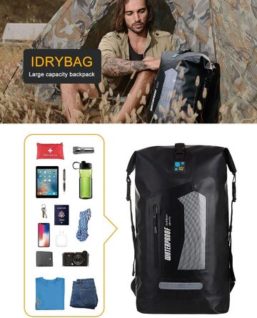 Водонепроникний рюкзак IDRYBAG Dry Bag 30L: сухий, плаваючий, для подорожей, каякінгу, чорний