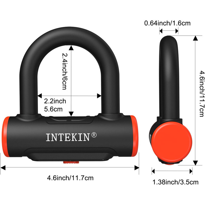 Замок для велосипеда U-подібний з кріпленням, 16 мм, 3 ключі, висока безпека, для мотоцикла, електровелосипеда, гірського велосипеда, скутера. Внутрішні розміри 24,3 x 8,9 см