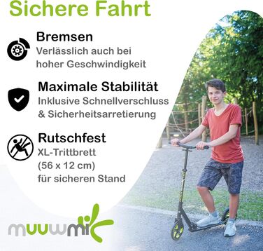 Скутер Muuwmi Pro з алюмінію – для дітей та дорослих, 215 мм, ABEC 7, регульована висота, GS-сертифікований, помаранчевий