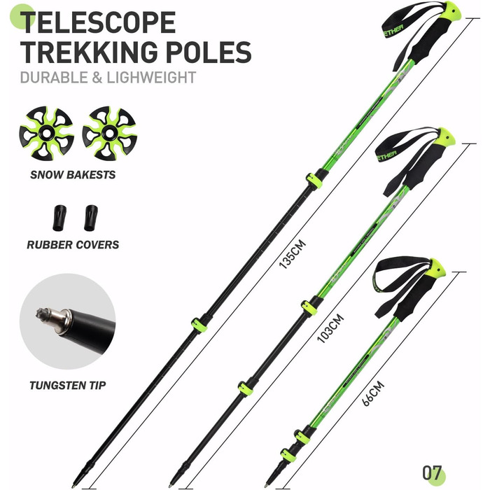 Снігоступи G2 21/25/30 дюймів, легкі, з коробкою для пальців, п'яткою з підйомником, регульованими ремінцями, набором трекінгових палиць, сумкою для перенесення та набором баскеток, оранжево/синій/червоний (21