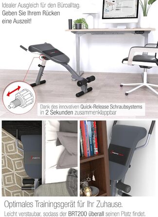 Складана та регульована лава для тренувань Sportstech 3в1 (BRT200) – для пресу, спини та ніг | До 130 кг | Сірий колір