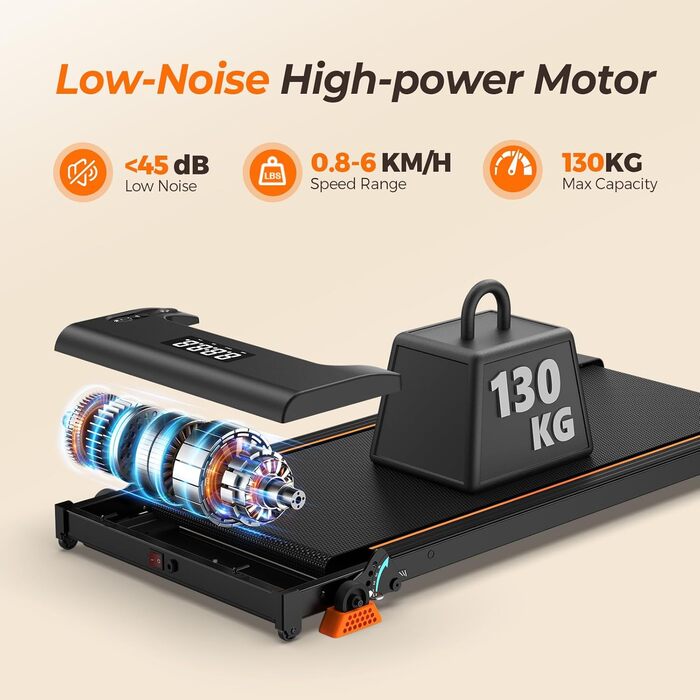 Біговий доріжка Lichico Walking Pad з регулюванням нахилу 9%, Bluetooth, LED дисплей, 2.5HP для дому та офісу