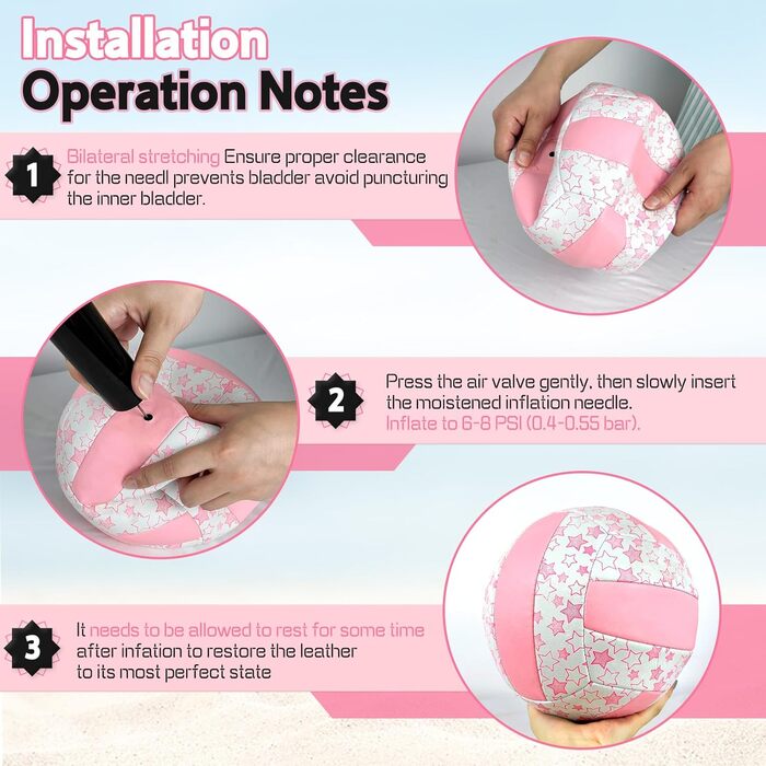 Волейбольний м'яч Aipwerer: для пляжу, залу та тренувань (рожево-білий, розмір 5)