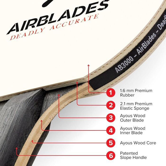 Професійний пінг-понговий ракетковий набір AirBlades 3 Sterne з жорстким кейсом | Ракетка для настільного тенісу з ергономічною ручкою | 5 дерев'яних шаришок та преміум-гумою