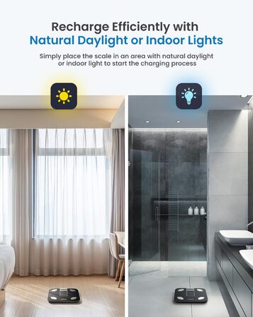 Електрична вага RENPHO з вимірюванням жиру, сонячна, точність 50г, до 180кг, з додатком, чорна