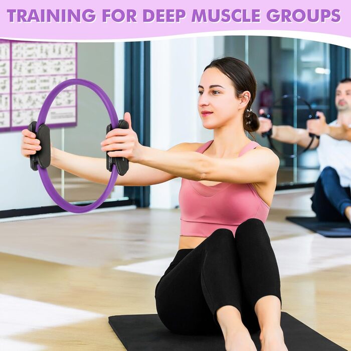 Набір для пілатесу: кільце, еластичні стрічки, м'яч, диски для ковзання. Комплект для фітнесу вдома з інструкцією. (Чорний, посилений, фіолетовий)