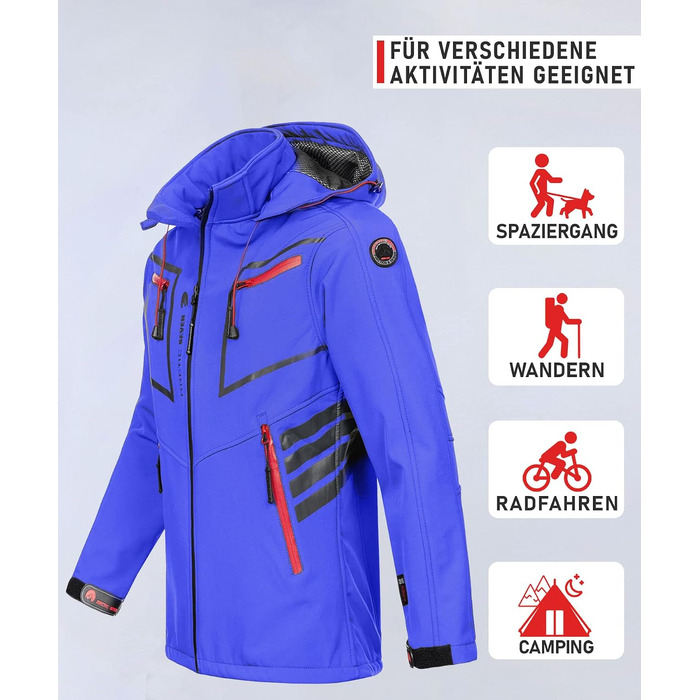 Чоловіча куртка Softshell водонепроникна outdoor з флісовою підкладкою, дихаюча функціональна куртка AS088, синя, розмір L