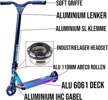 Трюковий самокат Longway Metro Rainbow 79 см для парку з наліпкою F26 2K19