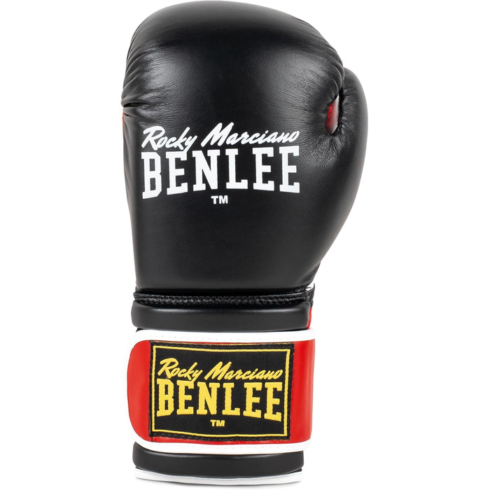 Боксерські рукавички BENLEE Sugar Deluxe 14 унцій, шкіряні, чорні/червоні