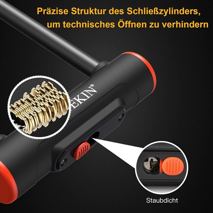 Замок для велосипеда U-подібний з кріпленням, 16 мм, 3 ключі, висока безпека, для велосипеда, мотоцикла, електробіка, гірського велосипеда, скутера. Внутрішні розміри 24,3 x 8,9 см