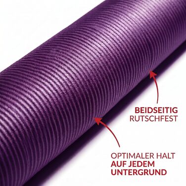 Килимок для йоги NRB Extra Thick (183x61x1.5 см) – Нековзний фітнес-килимок для пілатесу, гімнастики та тренувань, фіолетовий + ремінь