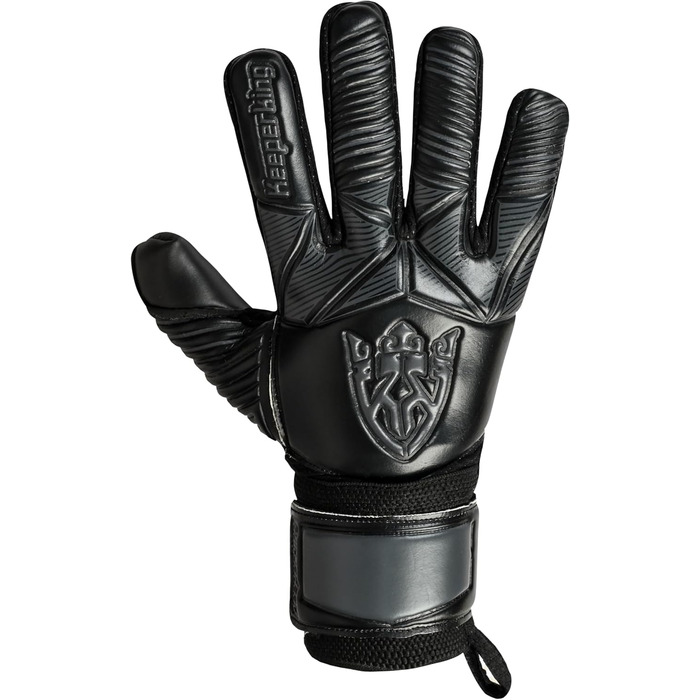 Футбольні воротарські рукавички Keeperking для дітей, підлітків та дорослих. Без захисту пальців, 4 мм латекс, довга долоня, унісекс, чорний.