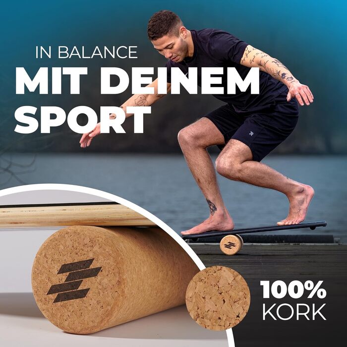 Баланс борд дерев'яний з пробковою роліком | Баланс борд для дорослих та дітей | Тренажер рівноваги | Пілатес борд | Аксесуар для фізіотерапії | Обладнання для балансу