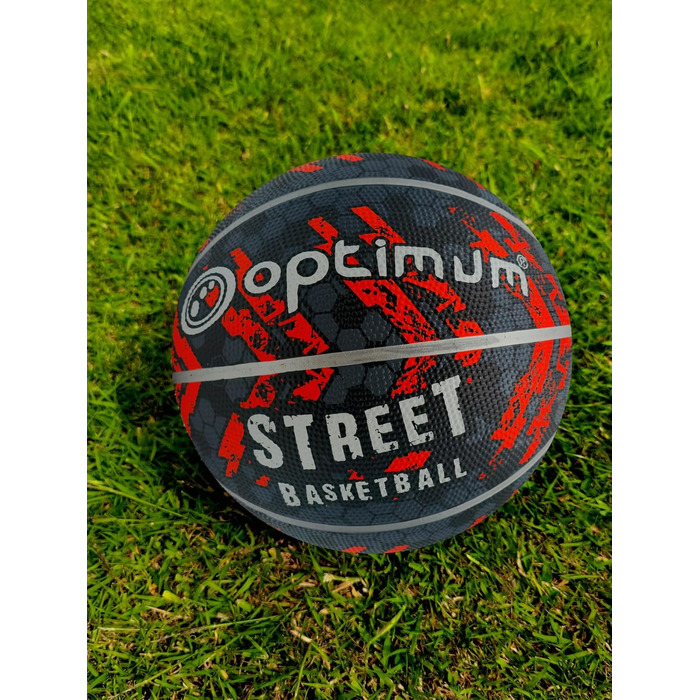 Баскетбольний м'яч OPTIMUM: зносостійкий, для гри в приміщенні та на вулиці, оптимальний контроль та точність (Розмір 7, ЧОРНИЙ/ОРАНЖЕВИЙ)