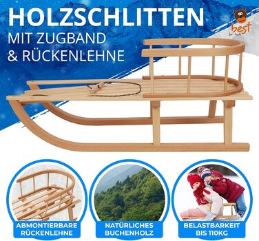 Дерев'яні санки для дітей з спинкою Best For Kids, Davoser