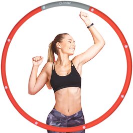 Обруч для фітнесу та масажу Fitleap Хула Хуп, розбірний, 8 секцій, червоний для дорослих та дітей