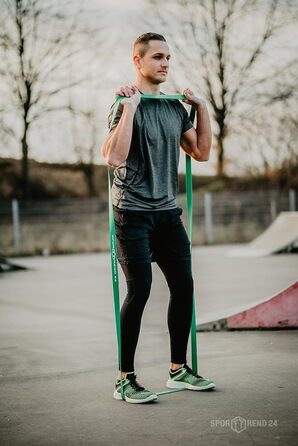 Фітнес-стрічка Sporttrend 24, еластична гумова, 104 см, лилава, опір 13,6–47,6 кг, для силових та мобіліті вправ