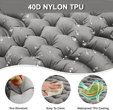 Килимок для кемпінгу YuanDiann 200x140 см на 2 особи, самонадувний, легкий, комфортний, з подушкою та насосом