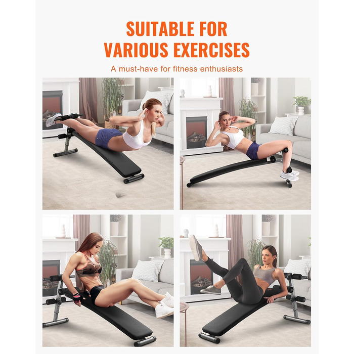 VEVOR лавка для віджимань, Bauchbank з обертовим руків'ям, регульована висота, міцна сталь, вантажопідйомність 500/600/453,6 кг для домашніх тренувань, силові вправи, м'язи всього тіла (лавка для пресу/500lbs)
