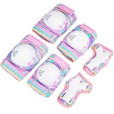 Захист для колін та ліктів BOSONER для дітей (6-15 років), комплект 6 шт. для роликів, скейтборду, інлайн-скейтів - Райдуга (M)