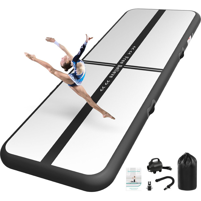 Airtrack SportBob Matte - килимок для гімнастики та йоги, 2/3/4/5/6м, 10/15см, з електричним насосом 600W, для дому та спорту