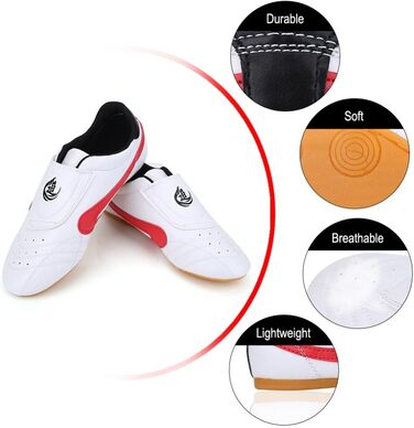 Взуття для Таеквондо Dilwe з PU-шкіри, спортивне взуття для боксу, кунг-фу, тайчі, розмір 38, підошва Oxford з антиковзаючим покриттям, легке та м'яке