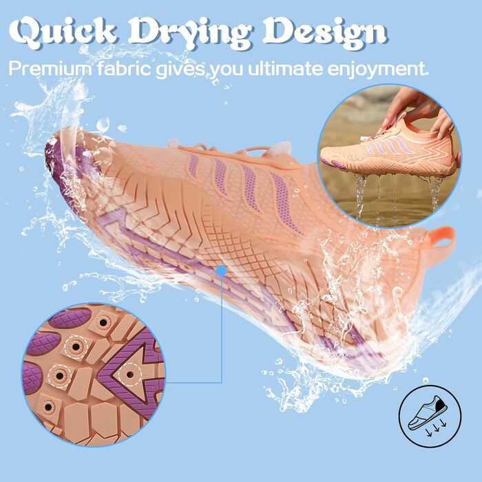 Чоботи для плавання чоловічі та жіночі, шкарпетки для пляжу, босі шкарпетки, літні плавальні черевики, аквашузи, швидко сохнуть, серфові черевики, рожеві, 38 EU