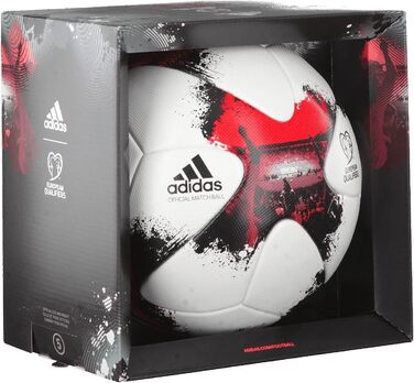 Футбольний м'яч adidas European Qualifier OMB, розмір 5, білий/червоний/чорний