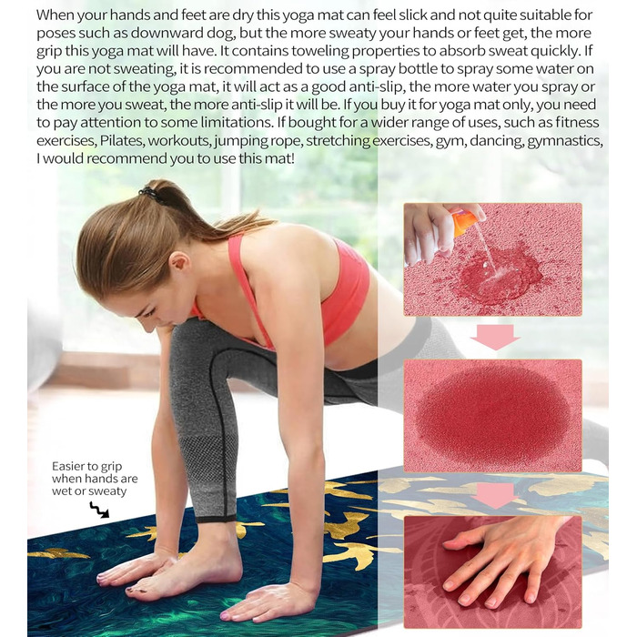 Килимок для йоги LaiEr, неслизький, екологічний, з ручкою для перенесення, товщина 6 мм (183 x 61 см)