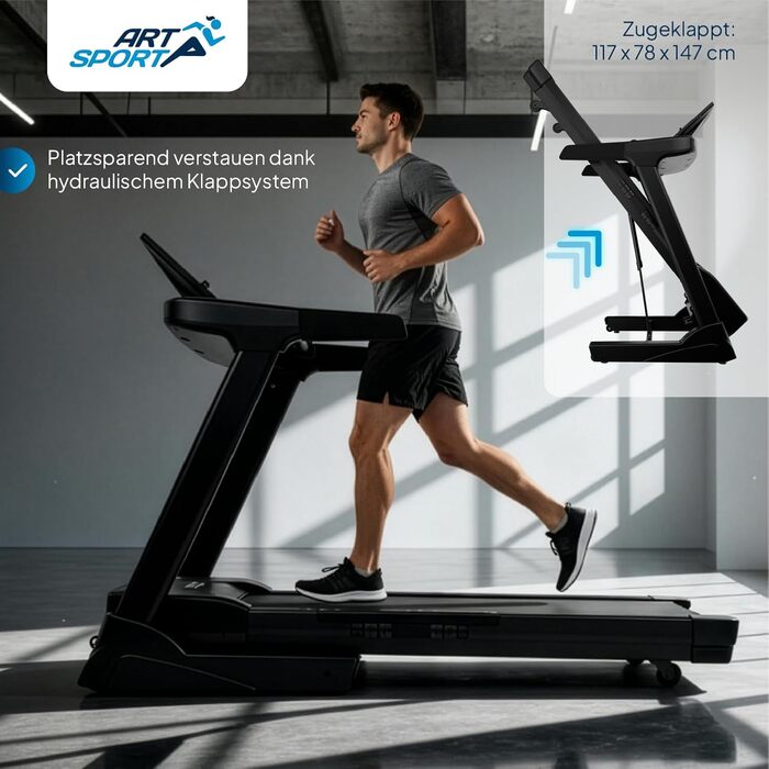 Біговий тренажер ArtSport Speedrunner 6000: швидкість 22 км/год, 99 програм, LCD дисплей 7